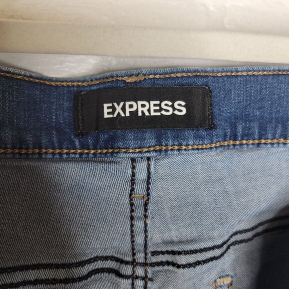 Express Women's Size 16 Jean Shorts Bermuda High Rise Cut Off - Picture 3 of 4